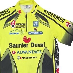 Santini Saunier Duval Cycling Jersey Mens XXL 1/4 Zip Bike High Vis Yellow Italy